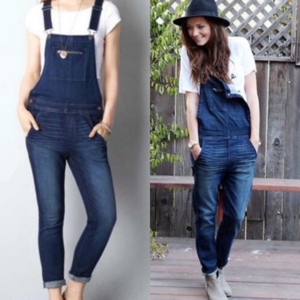 American Eagle Slim Fit Dark Denim Overalls